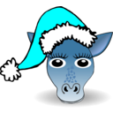 download Funny Giraffe Face Cartoon With Santa Claus Hat clipart image with 180 hue color