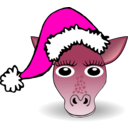 download Funny Giraffe Face Cartoon With Santa Claus Hat clipart image with 315 hue color