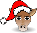 Funny Giraffe Face Cartoon With Santa Claus Hat