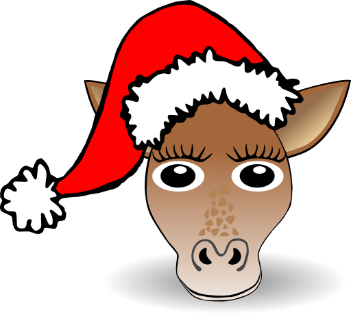 Funny Giraffe Face Cartoon With Santa Claus Hat