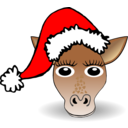 download Funny Giraffe Face Cartoon With Santa Claus Hat clipart image with 0 hue color