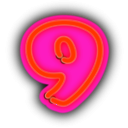 download Neon Numerals 9 clipart image with 315 hue color