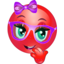 download Girl Wearing Pink Glasses Smiley Emoticon clipart image with 315 hue color