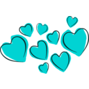 download Sketchy Hearts clipart image with 180 hue color