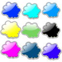 download Glossy Clouds 3 clipart image with 180 hue color