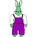 download Bunny In Overalls Front View clipart image with 90 hue color