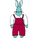download Bunny In Overalls Front View clipart image with 135 hue color