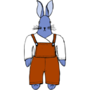 download Bunny In Overalls Front View clipart image with 180 hue color