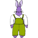 download Bunny In Overalls Front View clipart image with 225 hue color
