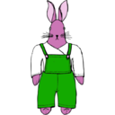 download Bunny In Overalls Front View clipart image with 270 hue color