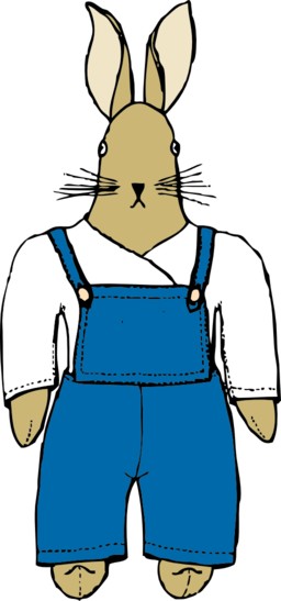 Bunny In Overalls Front View