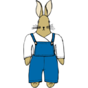 download Bunny In Overalls Front View clipart image with 0 hue color