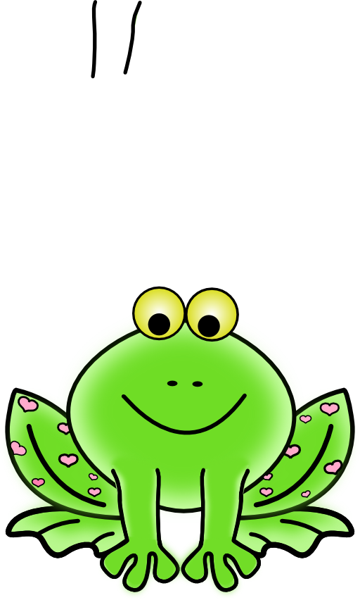 Green Valentine Frog With Pink Hearts