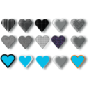 download 15 Hearts clipart image with 180 hue color