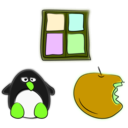 download Window Penguin And Apple clipart image with 45 hue color