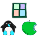download Window Penguin And Apple clipart image with 135 hue color