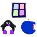 download Window Penguin And Apple clipart image with 225 hue color