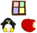 Window Penguin And Apple