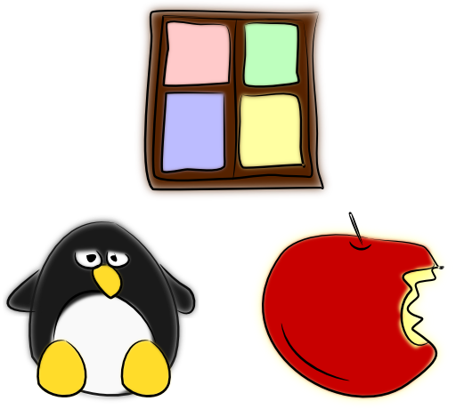 Window Penguin And Apple