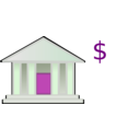 download Bank Building Dollar Sign clipart image with 270 hue color