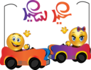 Kids Playing Cars Smiley Emoticon