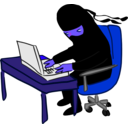 download Ninja Working At Desk clipart image with 225 hue color