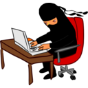 download Ninja Working At Desk clipart image with 0 hue color