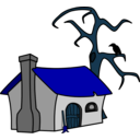 download Witchs Cottage clipart image with 180 hue color