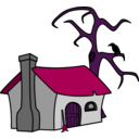 download Witchs Cottage clipart image with 270 hue color