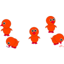 download Funny Chicks Eating And In Multiple Positions Cartoon clipart image with 315 hue color