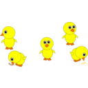 download Funny Chicks Eating And In Multiple Positions Cartoon clipart image with 0 hue color