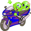 download Couple Motorcycle Smiley Emoticon clipart image with 45 hue color