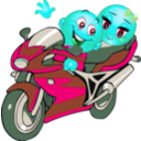download Couple Motorcycle Smiley Emoticon clipart image with 135 hue color