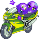 download Couple Motorcycle Smiley Emoticon clipart image with 225 hue color