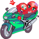 download Couple Motorcycle Smiley Emoticon clipart image with 315 hue color