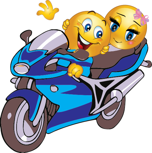 Couple Motorcycle Smiley Emoticon