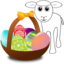 Funny Lamb With Easter Eggs In A Basket