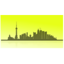 download Shangai City Skyline clipart image with 225 hue color