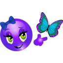 download Butterfly Smiley Emoticon clipart image with 225 hue color