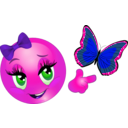 download Butterfly Smiley Emoticon clipart image with 270 hue color