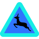 download Warning Deer Roadsign clipart image with 180 hue color