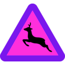 download Warning Deer Roadsign clipart image with 270 hue color