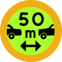 download 50m Between Cars Sign clipart image with 45 hue color