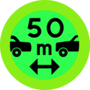 download 50m Between Cars Sign clipart image with 90 hue color