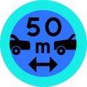 download 50m Between Cars Sign clipart image with 180 hue color