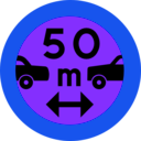 download 50m Between Cars Sign clipart image with 225 hue color