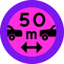 download 50m Between Cars Sign clipart image with 270 hue color