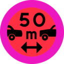 download 50m Between Cars Sign clipart image with 315 hue color