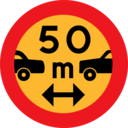 50m Between Cars Sign