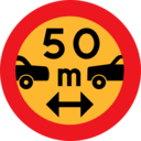50m Between Cars Sign